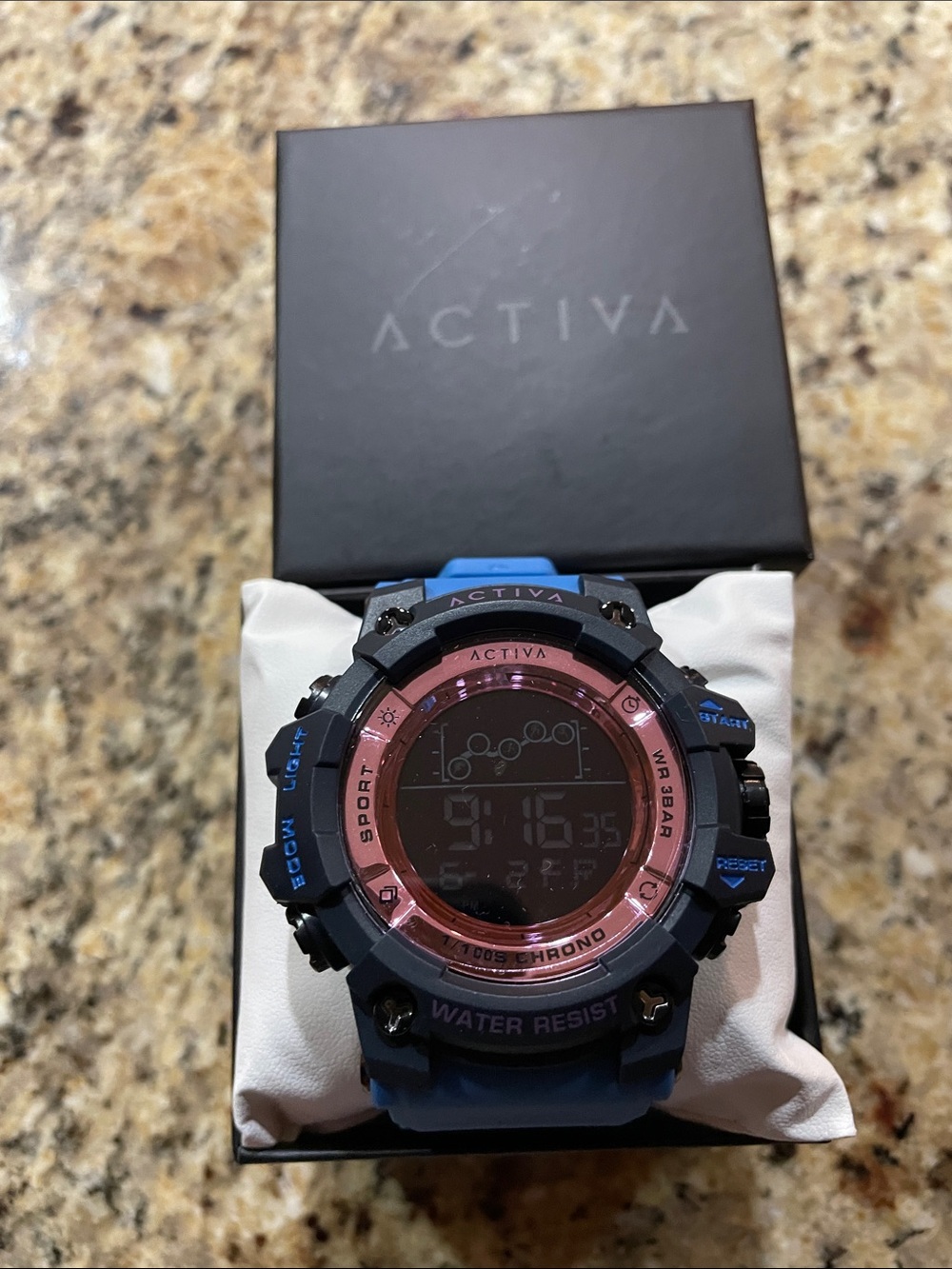 Ativa Blue Sport Watch with Pink Bezel